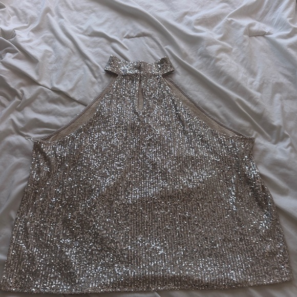 Worthington Silver Sequin Halter Top - Picture 3 of 5